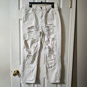 American Eagle Ripped 90s Boyfriend Jeans, High Waist, Relaxed Fit, Size 10 EUC!